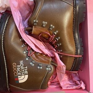 The North Face x Gucci Brown Leather Boots